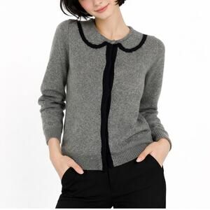 Zara Angora Blend Faux Collar Sweater Gray Size M